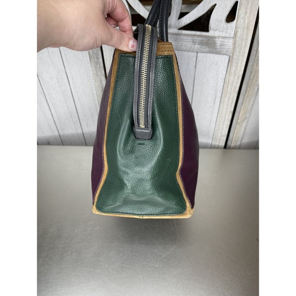 Yves Saint Laurent Muse Two Cabas Tote Purple Green Pebble Leather Carry All Bag - Picture 5 of 13